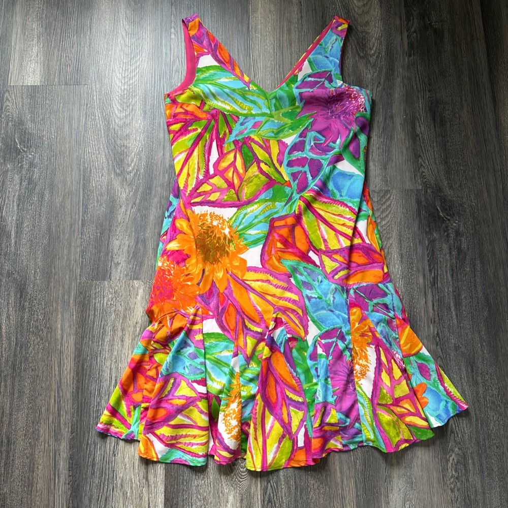 Lauren Ralph Lauren Multicolor Floral V-Neck Mini Dress